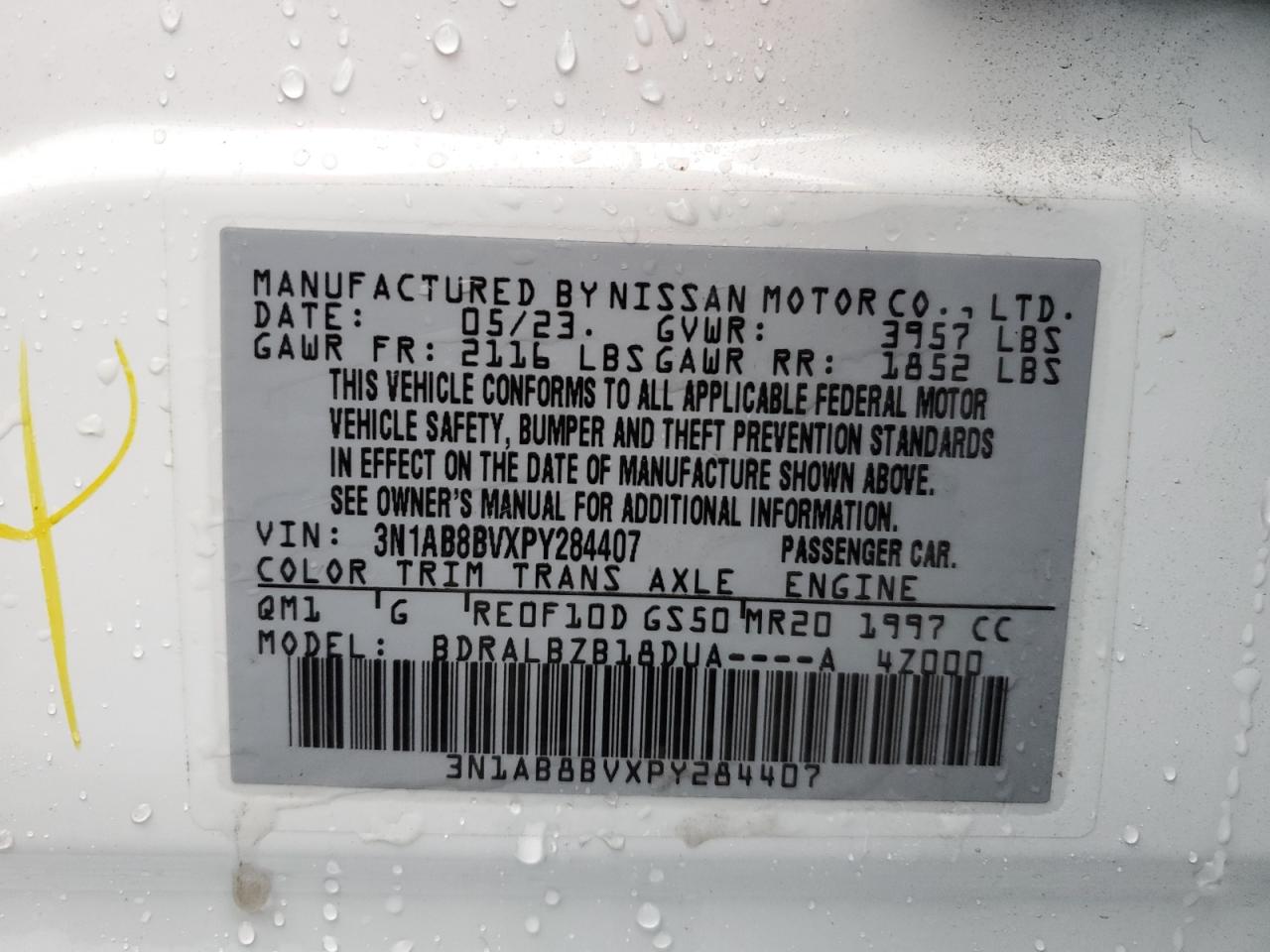 3N1AB8BVXPY284407 NISSAN SENTRA 2023