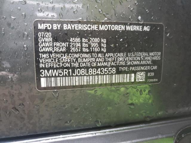 3MW5R1J08L8B43558 | 2020 BMW 330I