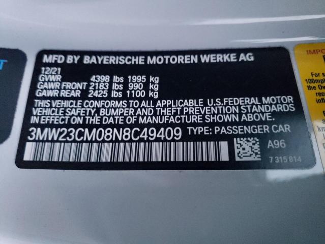 VIN 3MW23CM08N8C49409 2022 BMW 2 Series, 230I no.12