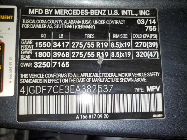 VIN 4JGDF7CE3EA382537 2014 Mercedes-Benz GL-Class, ... no.13