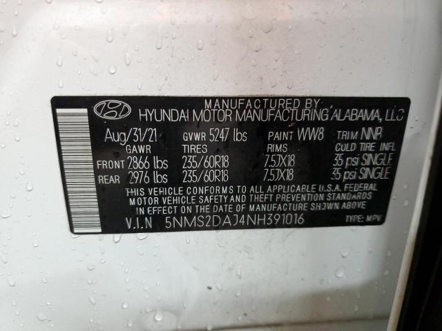 5NMS2DAJ4NH391016 | 2022 HYUNDAI SANTA FE S