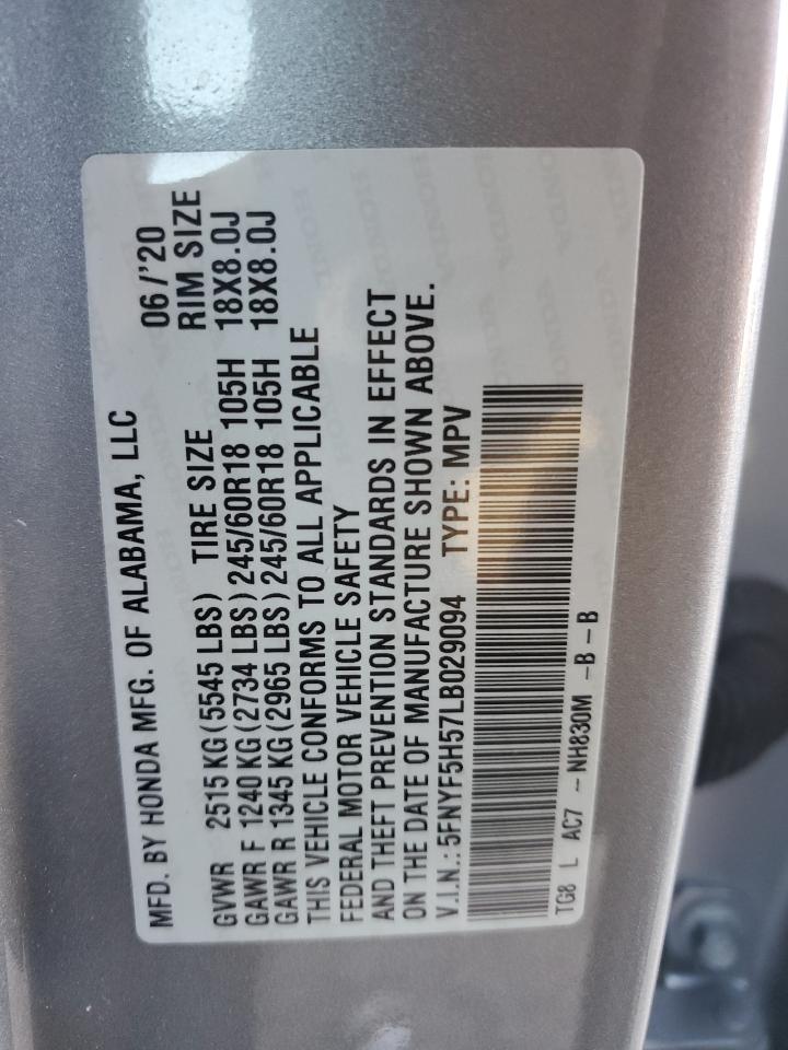 5FNYF5H57LB029094 HONDA PILOT 2020