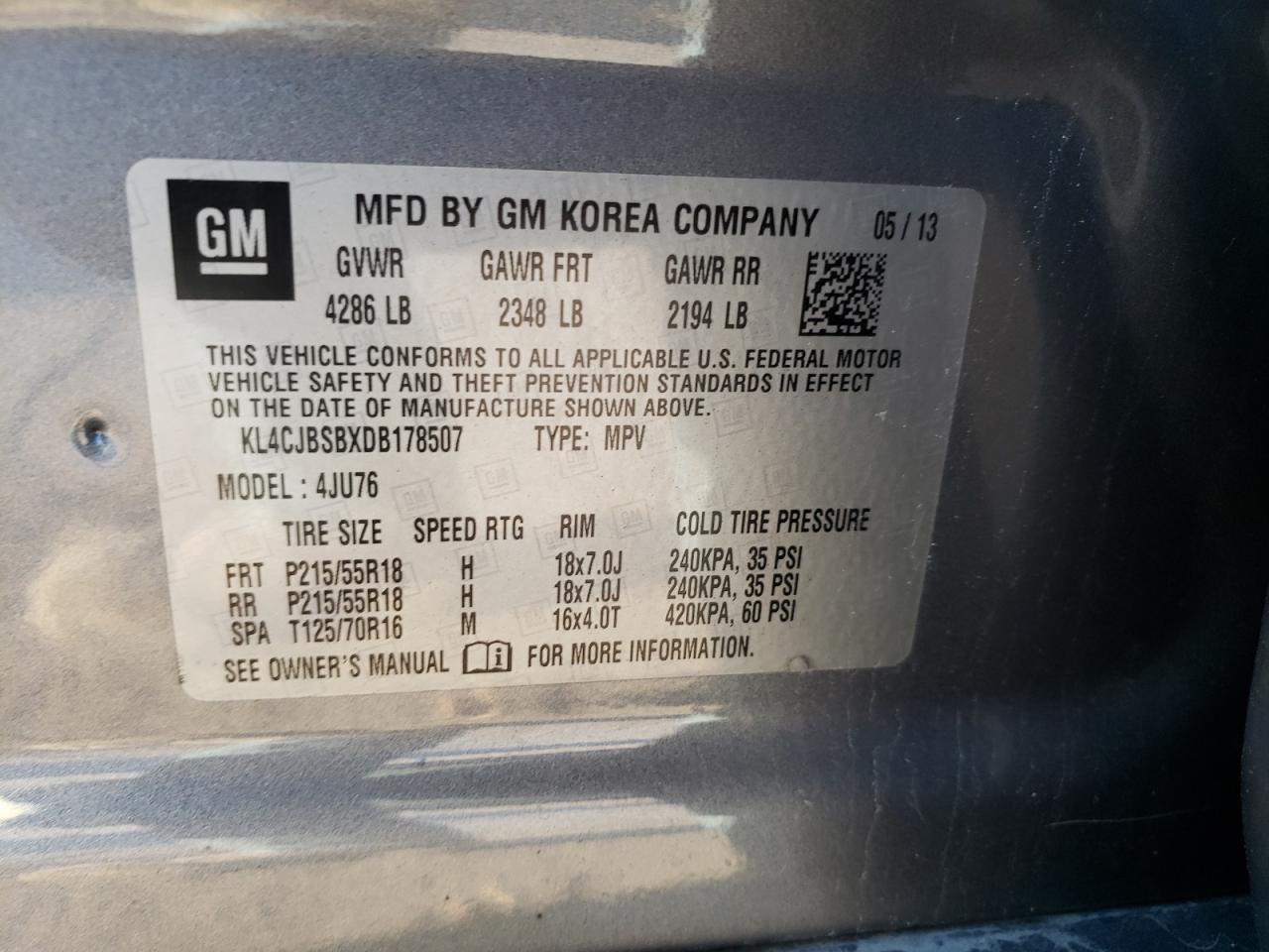 KL4CJBSBXDB178507 2013 Buick Encore Convenience