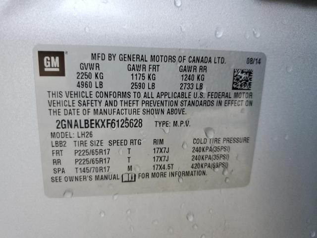 2GNALBEKXF6125628 | 2015 CHEVROLET EQUINOX LT