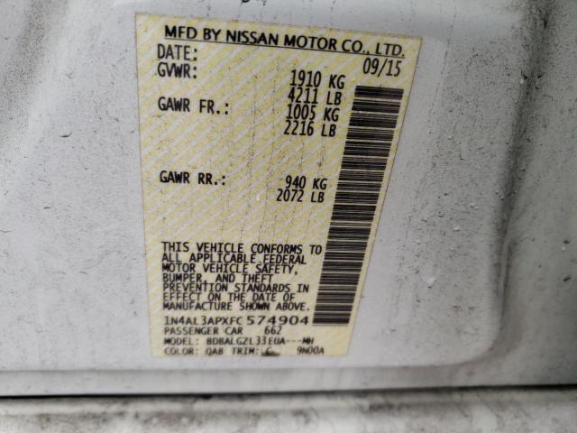 1N4AL3APXFC574904 | 2015 NISSAN ALTIMA 2.5