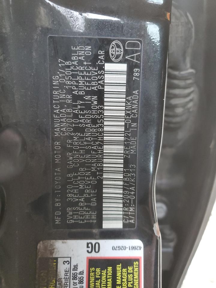 2T1BURHE7HC835533 TOYOTA COROLLA 2017