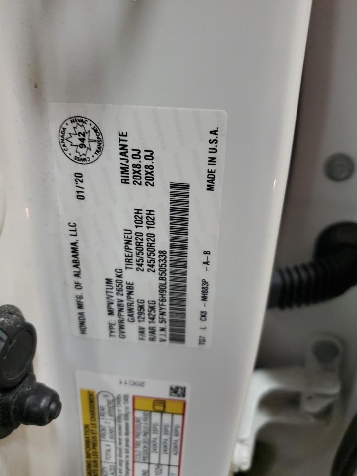 5FNYF6H90LB505338 HONDA PILOT 2020