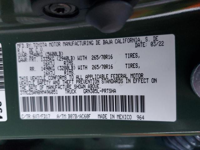 3TMCZ5AN8NM496051 | 2022 TOYOTA TACOMA DOU