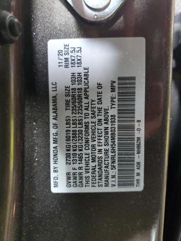 5FNRL6H54MB031938 | 2021 HONDA ODYSSEY EX