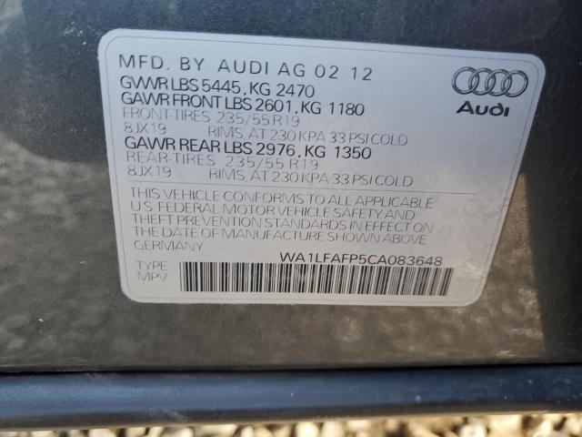 2012 Audi Q5 Premium Plus VIN: WA1LFAFP5CA083648 Lot: 81927773