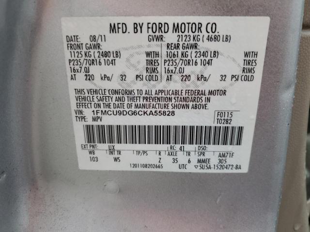 1FMCU9DG6CKA55828 | 2012 Ford escape xlt