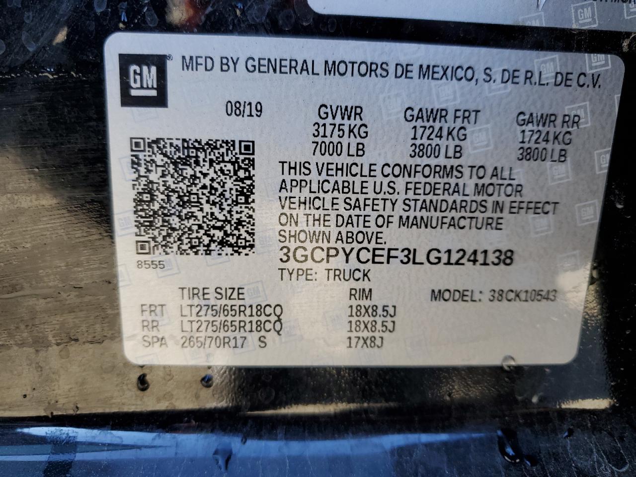 3GCPYCEF3LG124138 CHEVROLET ALL Models 2020