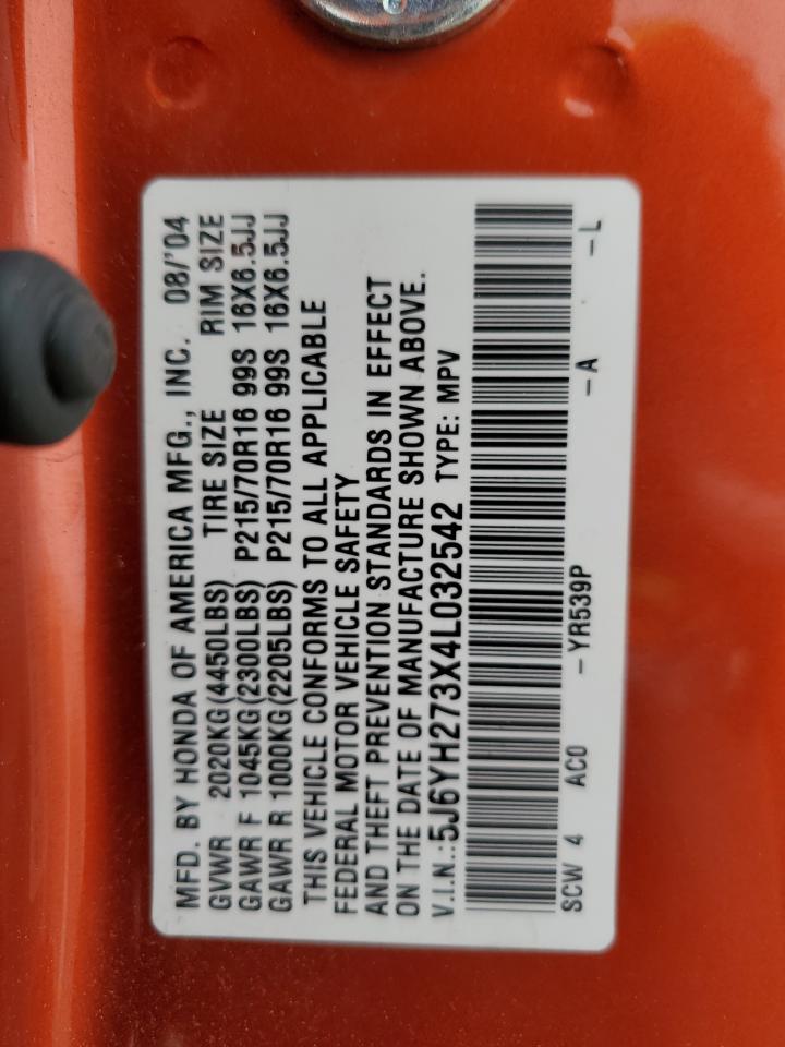 5J6YH273X4L032542 2004 Honda Element Lx