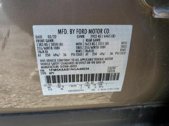 1FM5K8AB1NGA48034 | 2022 FORD EXPLORER P