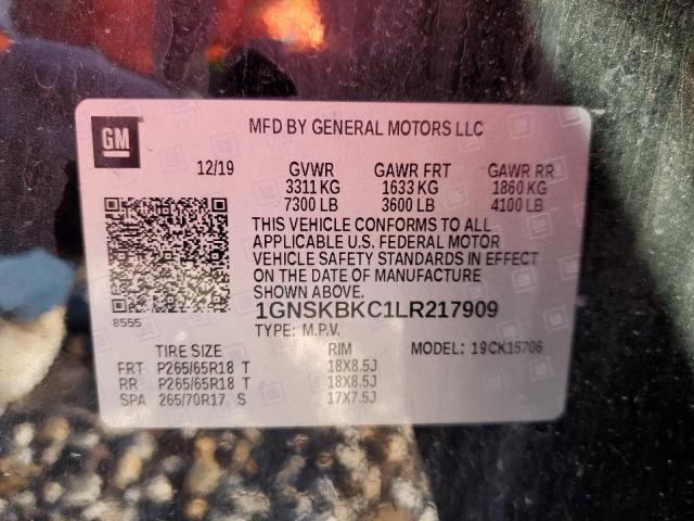 2020 CHEVROLET TAHOE 1GNSKBKC1LR217909