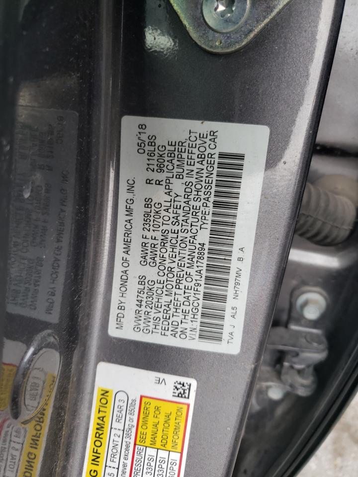 2018 Honda Accord Touring vin: 1HGCV1F91JA178894