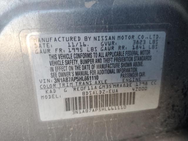 3N1AB7AP5HL661110 | 2017 Nissan sentra s