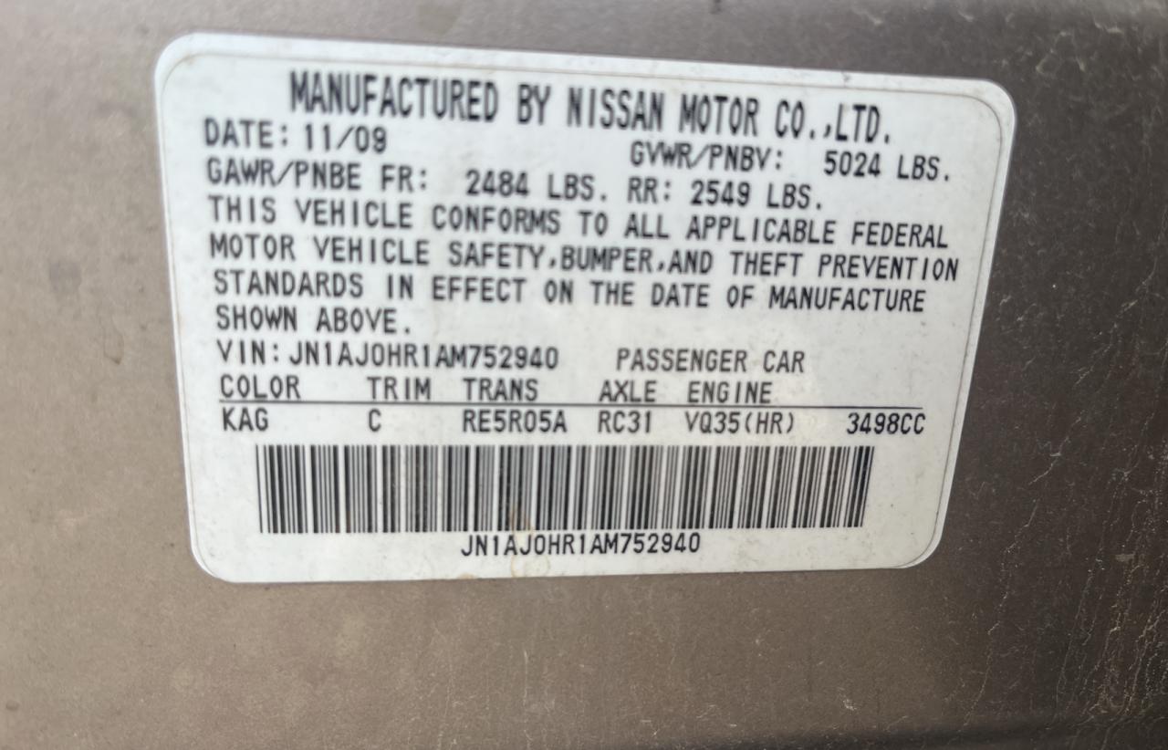 jn1aj0hr1am752940 JN1AJ0HR1AM752940 2010 Infiniti Ex35 Base