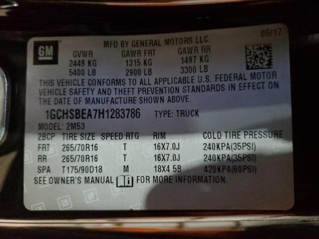 1GCHSBEA7H1283786 | 2017 CHEVROLET COLORADO