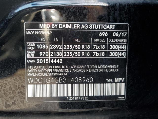 VIN WDCTG4GB3JJ408960 2018 Mercedes-Benz GLA-Class,... no.12