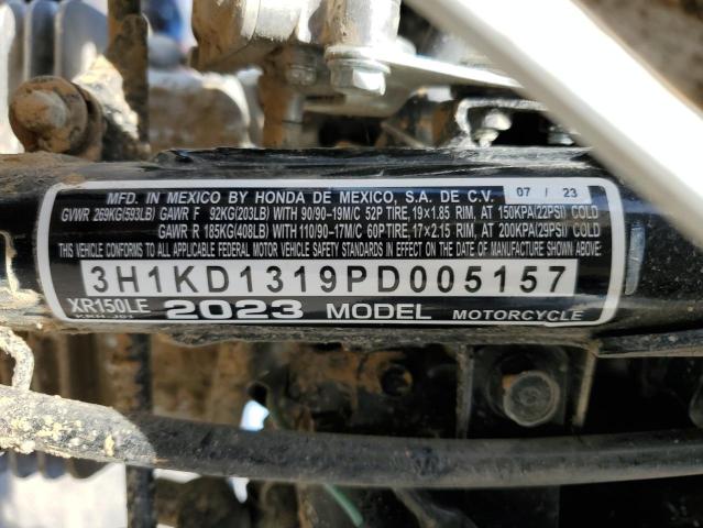 2023 HONDA XR150L E 3H1KD1319PD005157