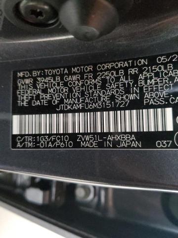 JTDKAMFU6M3151727 | 2021 TOYOTA PRIUS SPEC