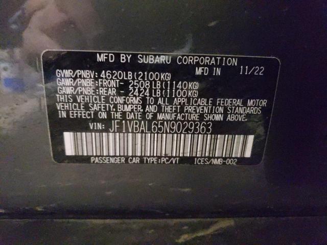2022 SUBARU WRX - JF1VBAL65N9029363