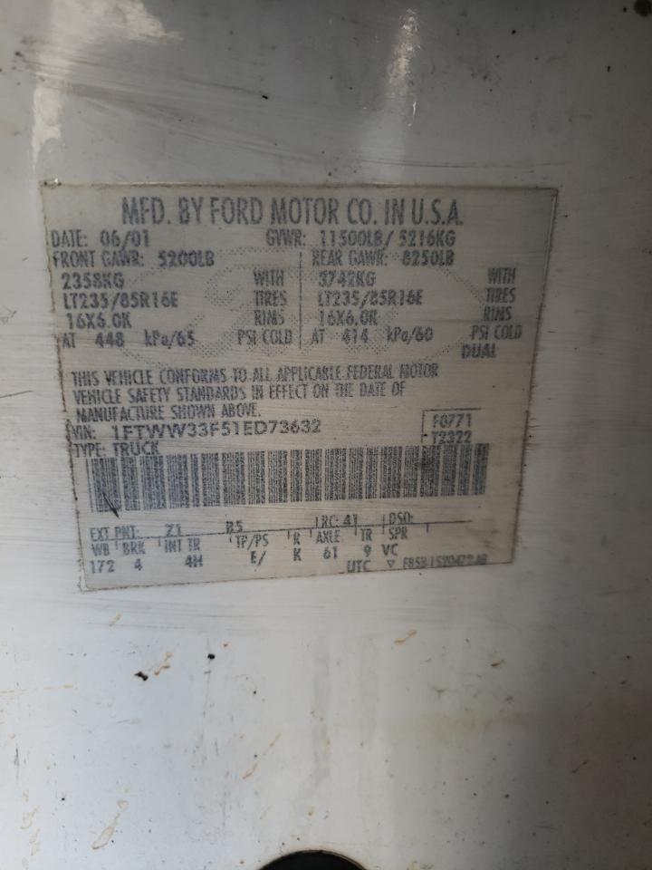 1FTWW33F51ED73632 2001 Ford F350 Super Duty