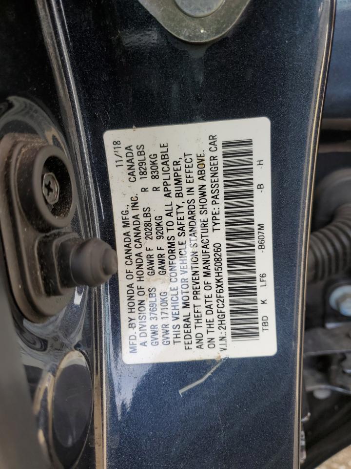 2HGFC2F6XKH508260 HONDA CIVIC 2019