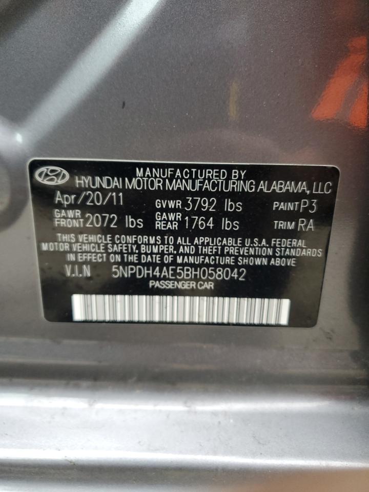 5NPDH4AE5BH058042 2011 Hyundai Elantra Gls