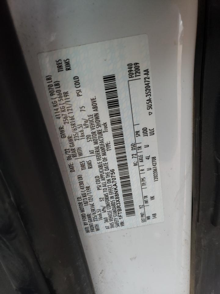 1FTBR3X88NKA70756 FORD TRANSIT 2022