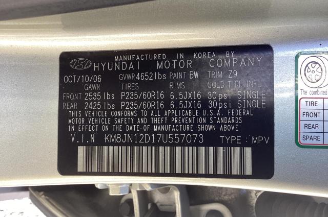 KM8JN12D17U557073 | 2007 Hyundai tucson se