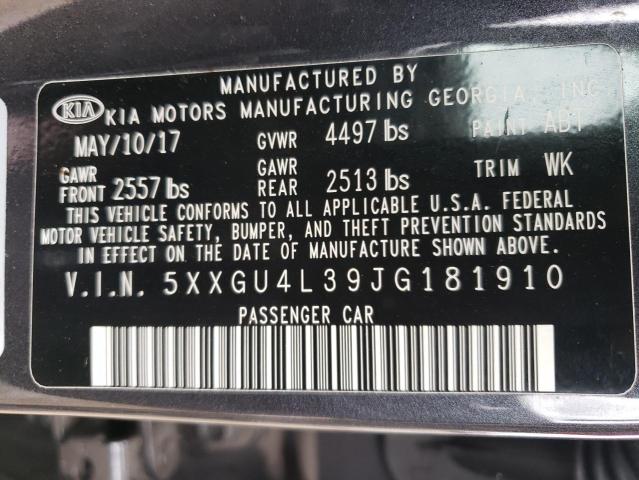 5XXGU4L39JG181910 | 2018 KIA optima ex