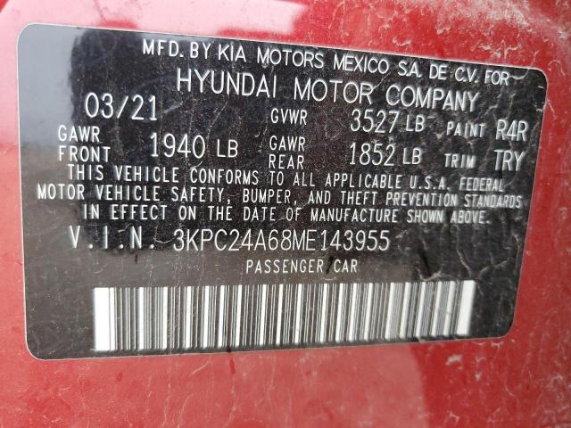 3KPC24A68ME143955 | 2021 HYUNDAI ACCENT SE