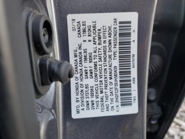 2HGFC2F59JH583439 | 2018 HONDA CIVIC LX