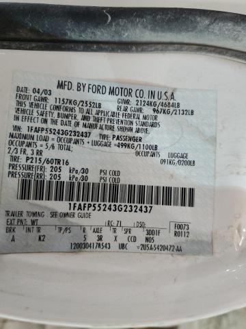 1FAFP55243G232437 2003 Ford Taurus Ses