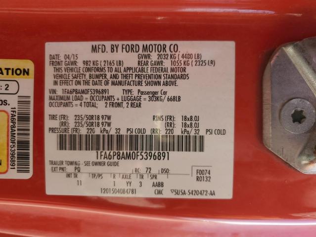 1FA6P8AM0F5396891 | 2015 FORD MUSTANG