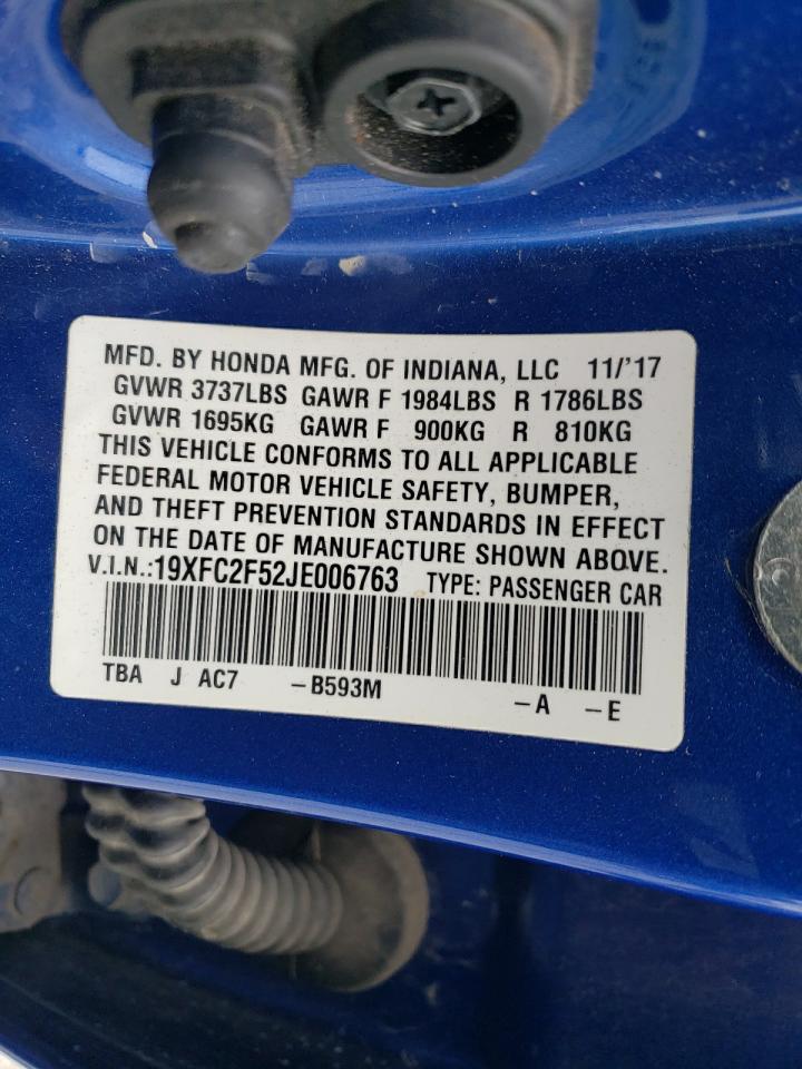 19XFC2F52JE006763 HONDA CIVIC 2018