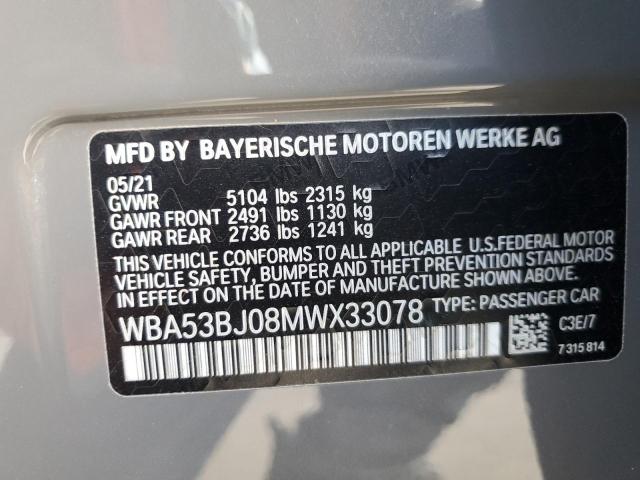 WBA53BJ08MWX33078 | 2021 BMW 540 I