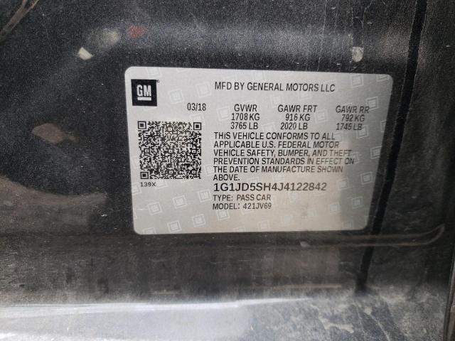 2018 Chevrolet Sonic Lt VIN: 1G1JD5SH4J4122842 Lot: 61720394