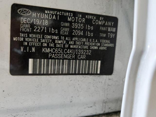 2019 HYUNDAI IONIQ BLUE - KMHC65LC4KU139232