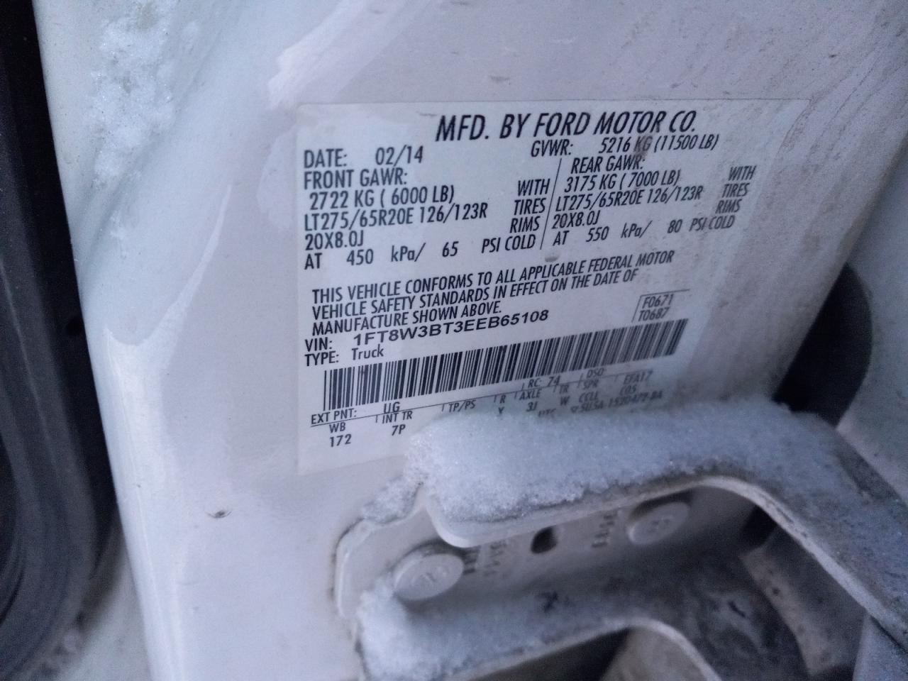 1FT8W3BT3EEB65108 2014 Ford F350 Super Duty