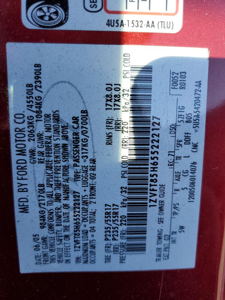 1ZVFT85H655222127 2005 Ford Mustang Gt 1ZVFT85H655222127 2005 Ford Mustang Gt