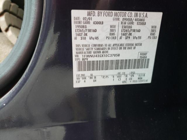 2001 Ford Excursion Limited VIN: 1FMNU43SX1EC37058 Lot: 78736523