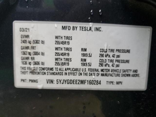 5YJYGDEE2MF160284 | 2021 TESLA MODEL Y