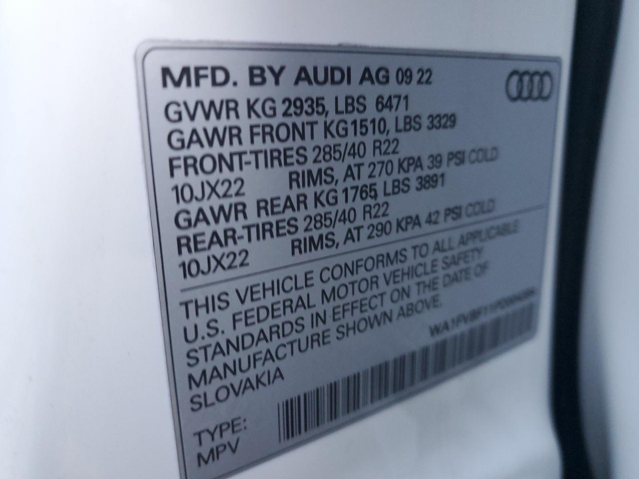 WA1FVBF11PD004384 2023 Audi Q8 Prestige S-Line