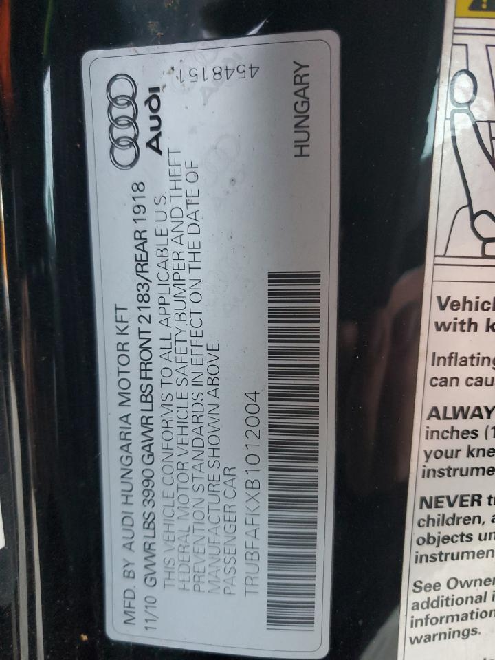 trubfafkxb1012004 TRUBFAFKXB1012004 2011 Audi Tt Premium