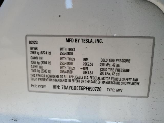 7SAYGDEE6PF690720 | 2023 TESLA MODEL Y