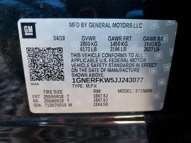 1GNERFKW5JJ243077 | 2018 CHEVROLET TRAVERSE L