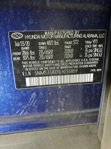 5NMS33AD1LH255859 | 2020 HYUNDAI SANTA FE S